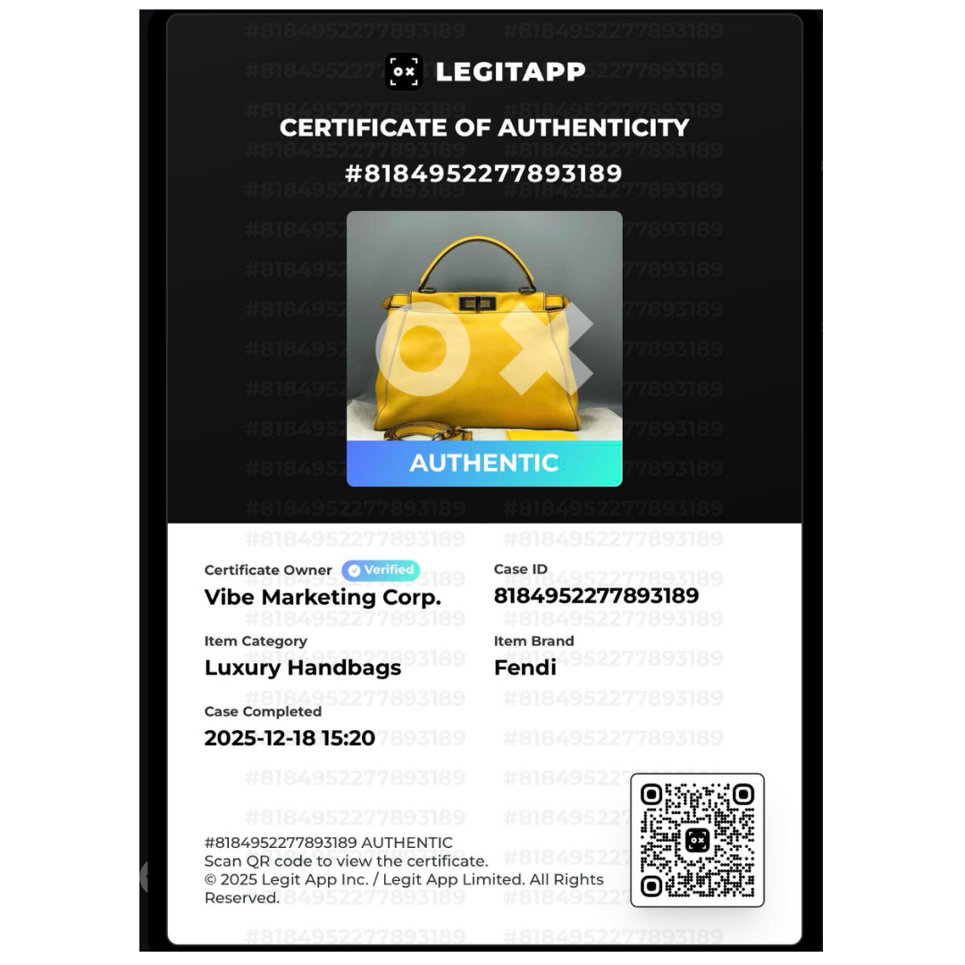 Fendi Peekaboo Yellow Leather Medium Satchel Bag