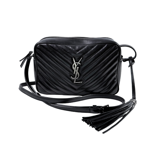Yves Saint Laurent Black Chevron Quilted Leather Lou Camera Bag