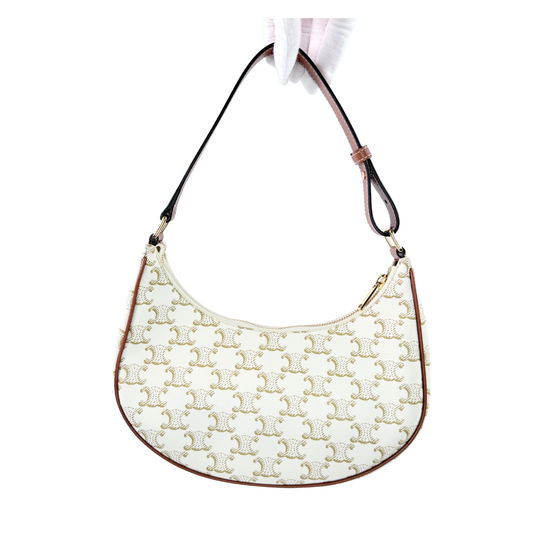 Celine White Triomphe Canvas Ava Shoulder Bag