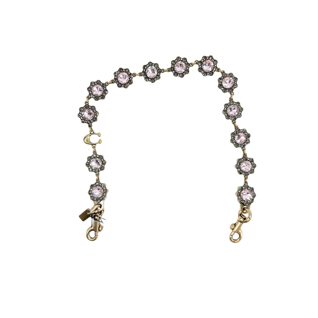 Coach Short Jewelry Chain Strap In Brass/Pink Multi CAU47 NWT