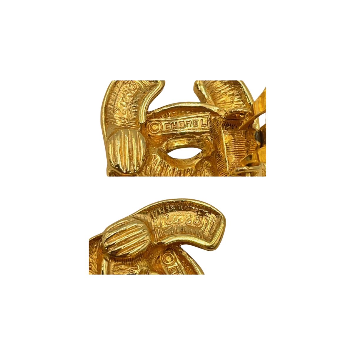 Chanel Matelassé Coco Mark Gold Metal Earrings