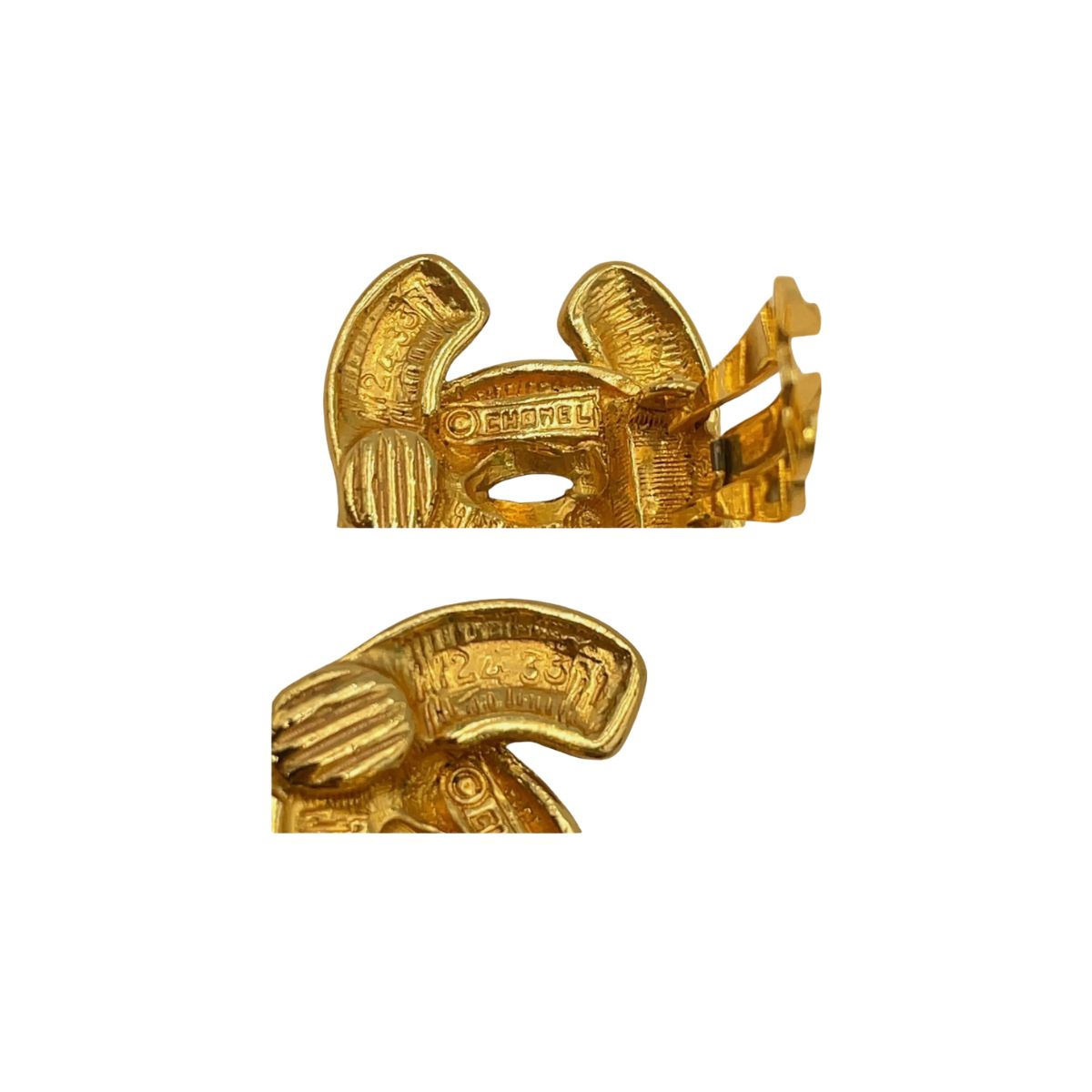 Chanel Matelassé Coco Mark Gold Metal Earrings