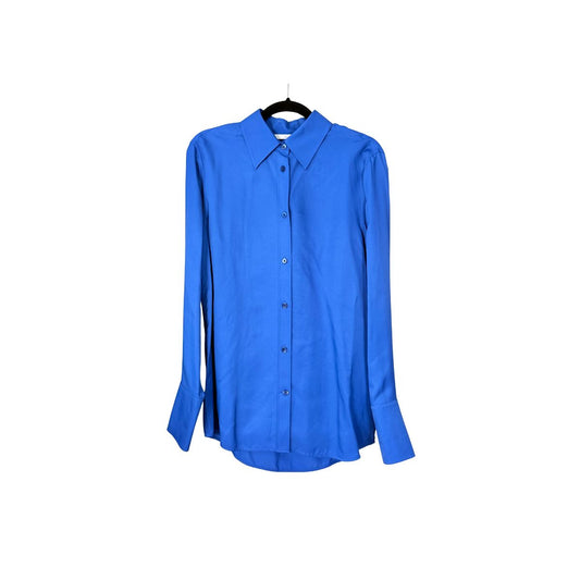 Helmut Lang Silk Viscose Blue Button-Up Shirt
