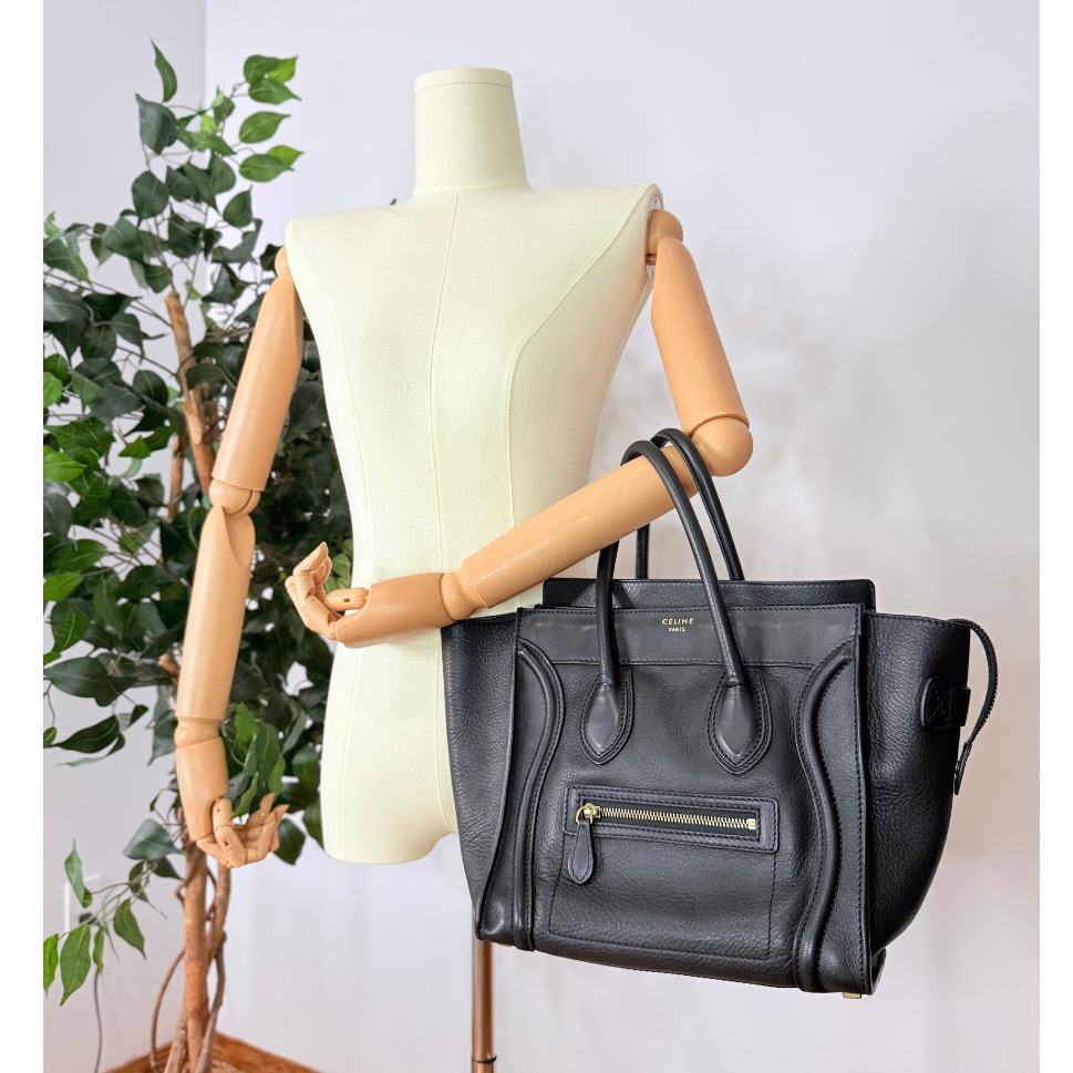 Celine Micro Luggage Black Leather Handbag