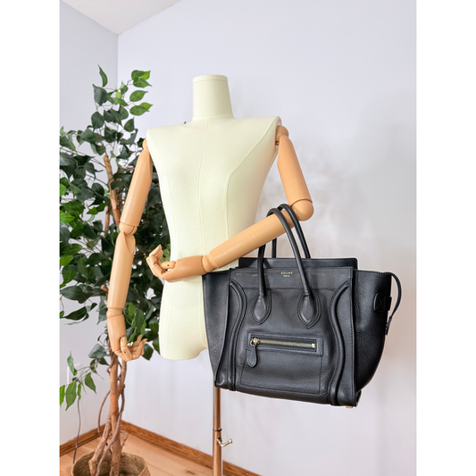 Celine Micro Luggage Black Leather Handbag