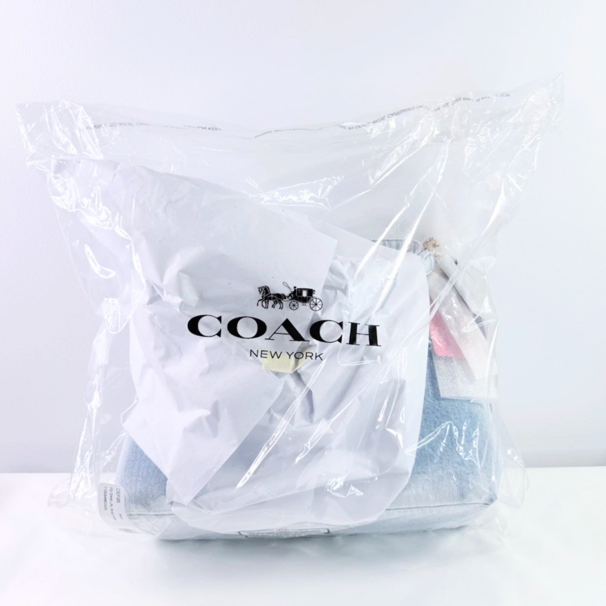 NWT Coach CEF26 Laurel Shoulder Bag In Loved Denim With Charms Light Indigo NWT