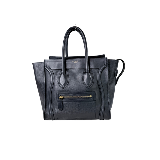 Celine Micro Luggage Black Leather Handbag