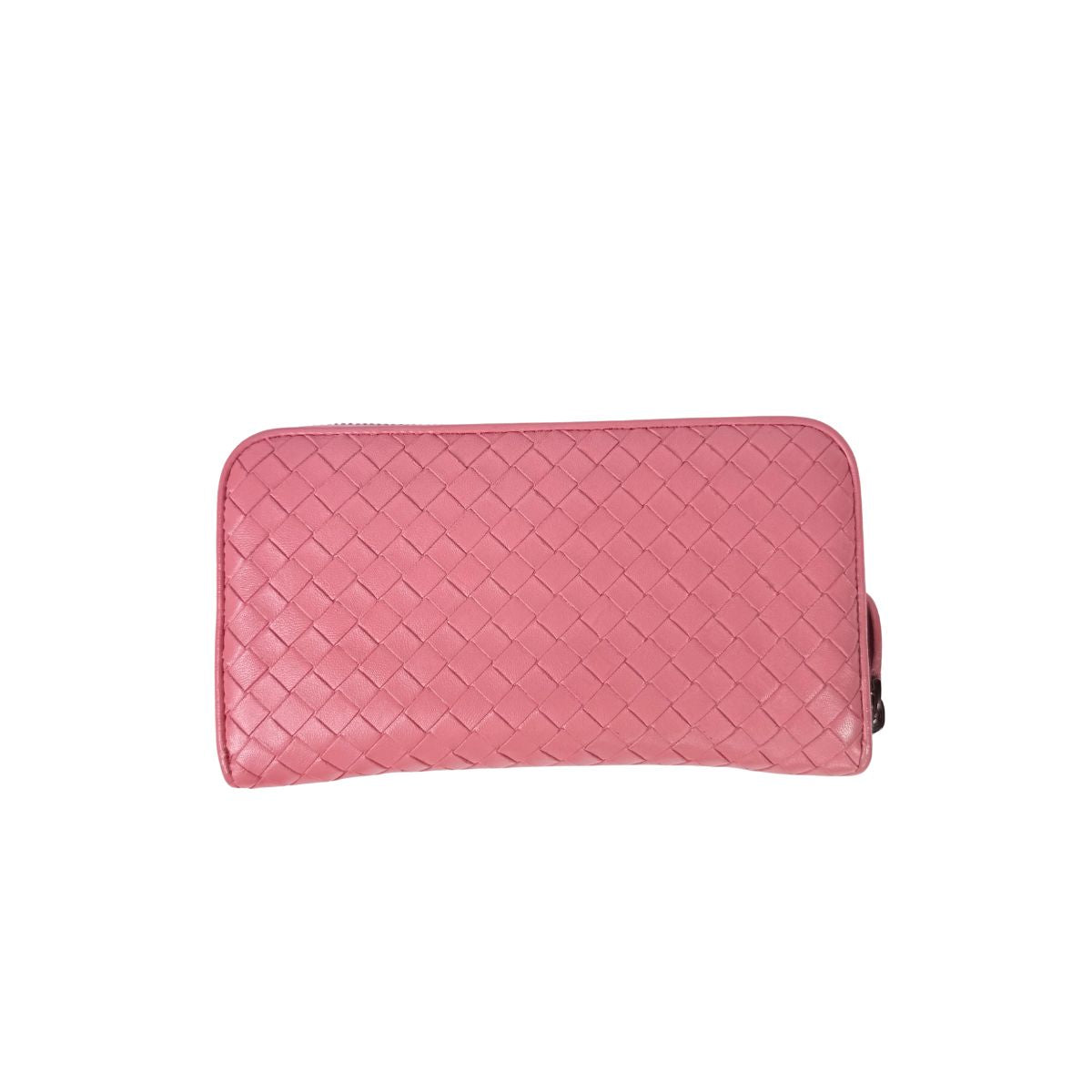 Bottega Veneta Intrecciato Pink Leather Zip Around Wallet