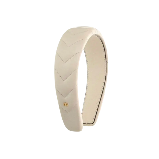 Gucci Interlocking G Matelassé Leather Headband White