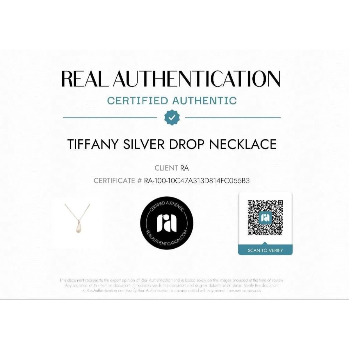 Tiffany & Co. Elsa Peretti Teardrop Sterling Silver Necklace