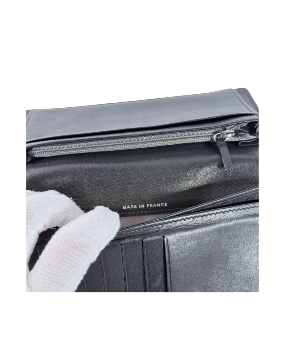 CHANEL Camellia Embossed Black Leather Long Wallet
