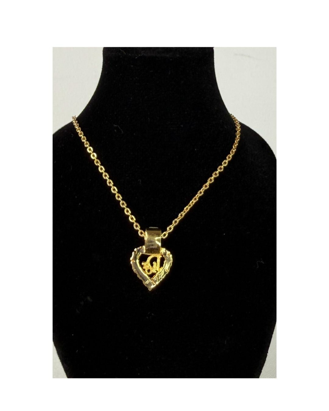Christian Dior Vintage Gold-Plated Strass Heart CD Pendant Necklace