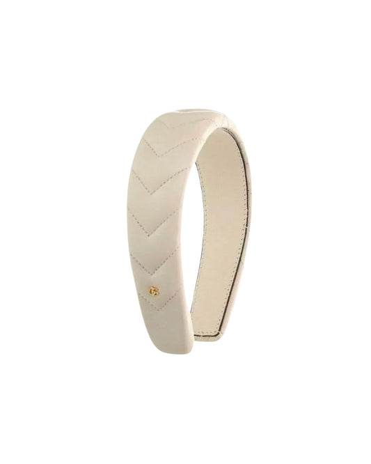 Gucci Interlocking G Matelassé Leather Headband White