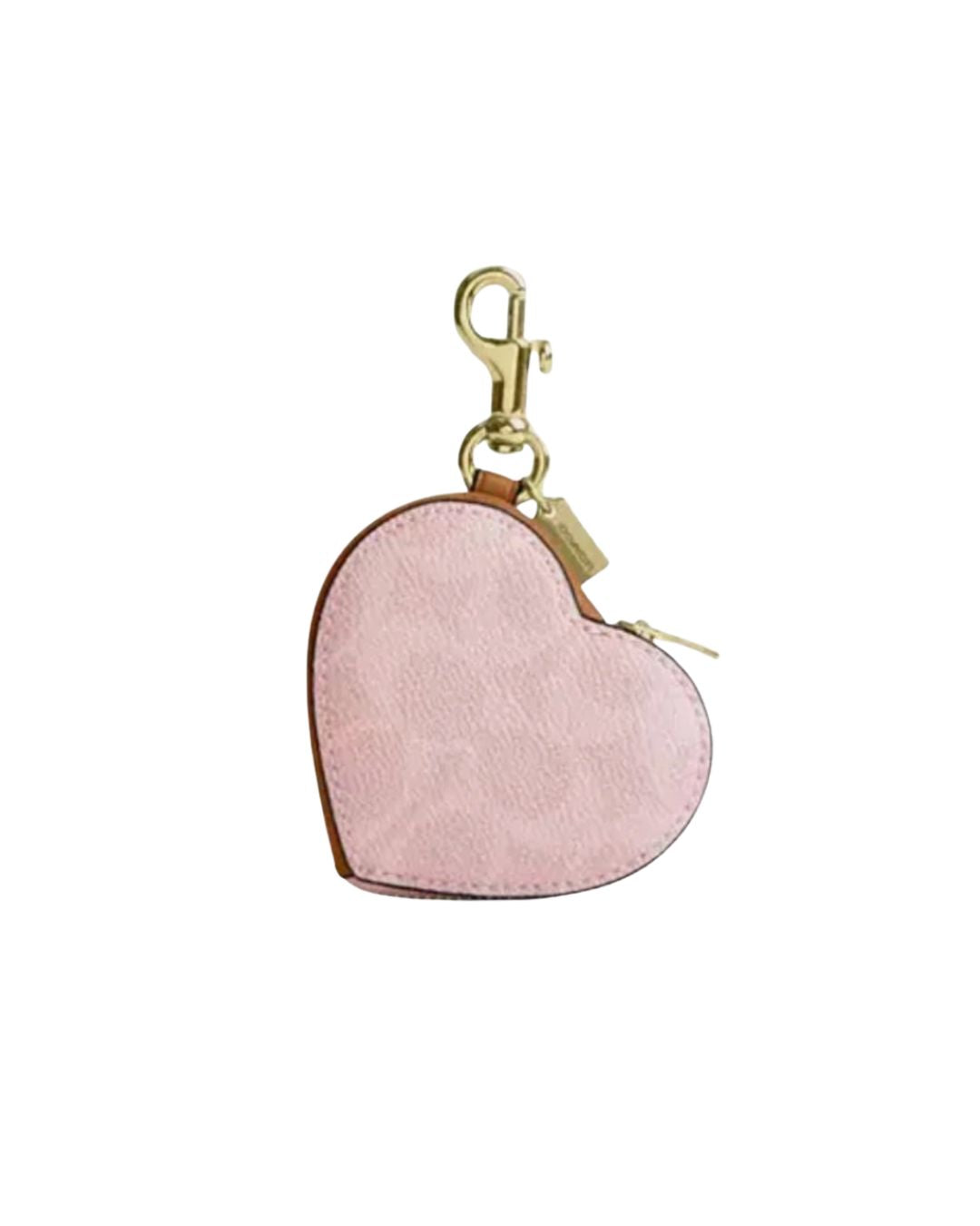 Coach Heart Bag Charm In Signature Canvas CEA22 Gold/Powder Pink NWT