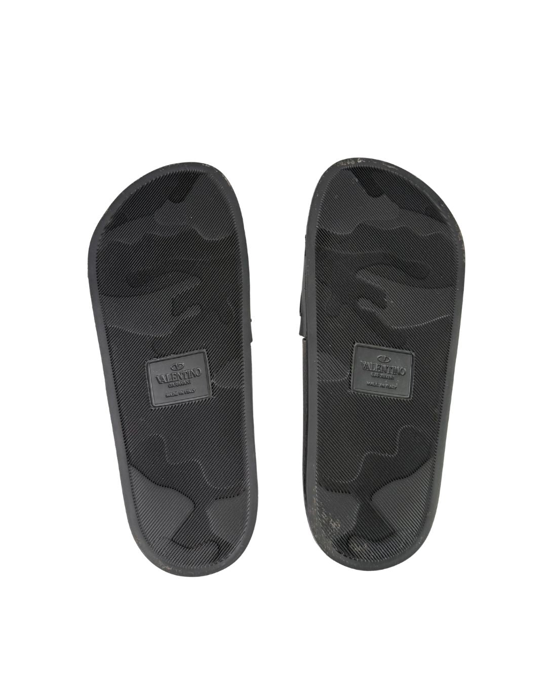 Valentino Garavani VLTN Logo Black Rubber Slide Sandals