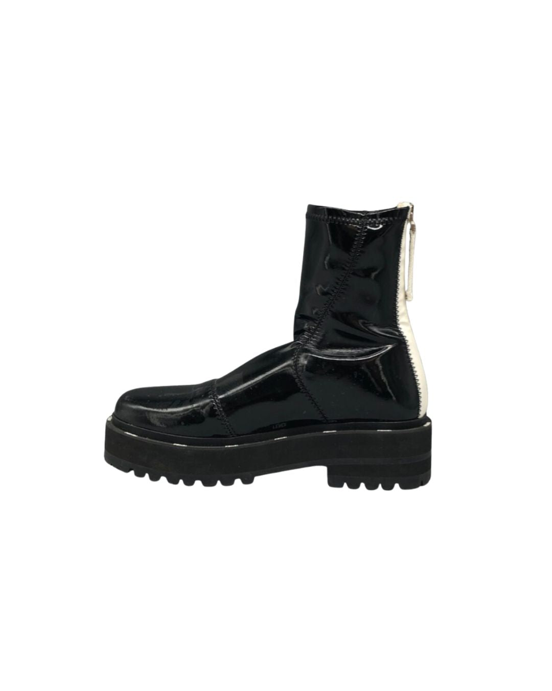 Fendi Platform Ankle Boots Black Patent Leather