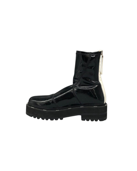 Fendi Platform Ankle Boots Black Patent Leather
