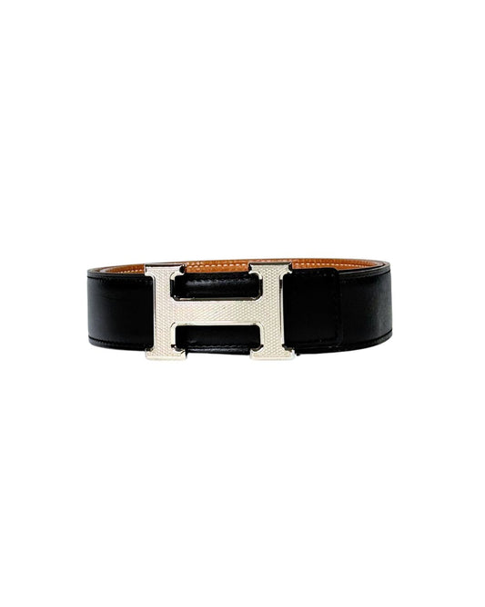 Hermès Reversible Black & Brown Leather H Belt Size 80