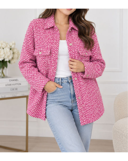 GOODBOY Pink Tweed Wool Blend Jacket