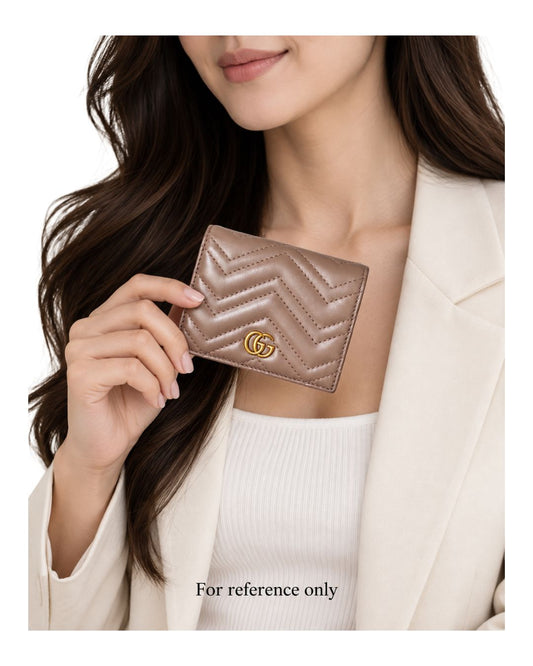 Gucci GG Marmont Dusty Pink Matelassé Leather Compact Wallet
