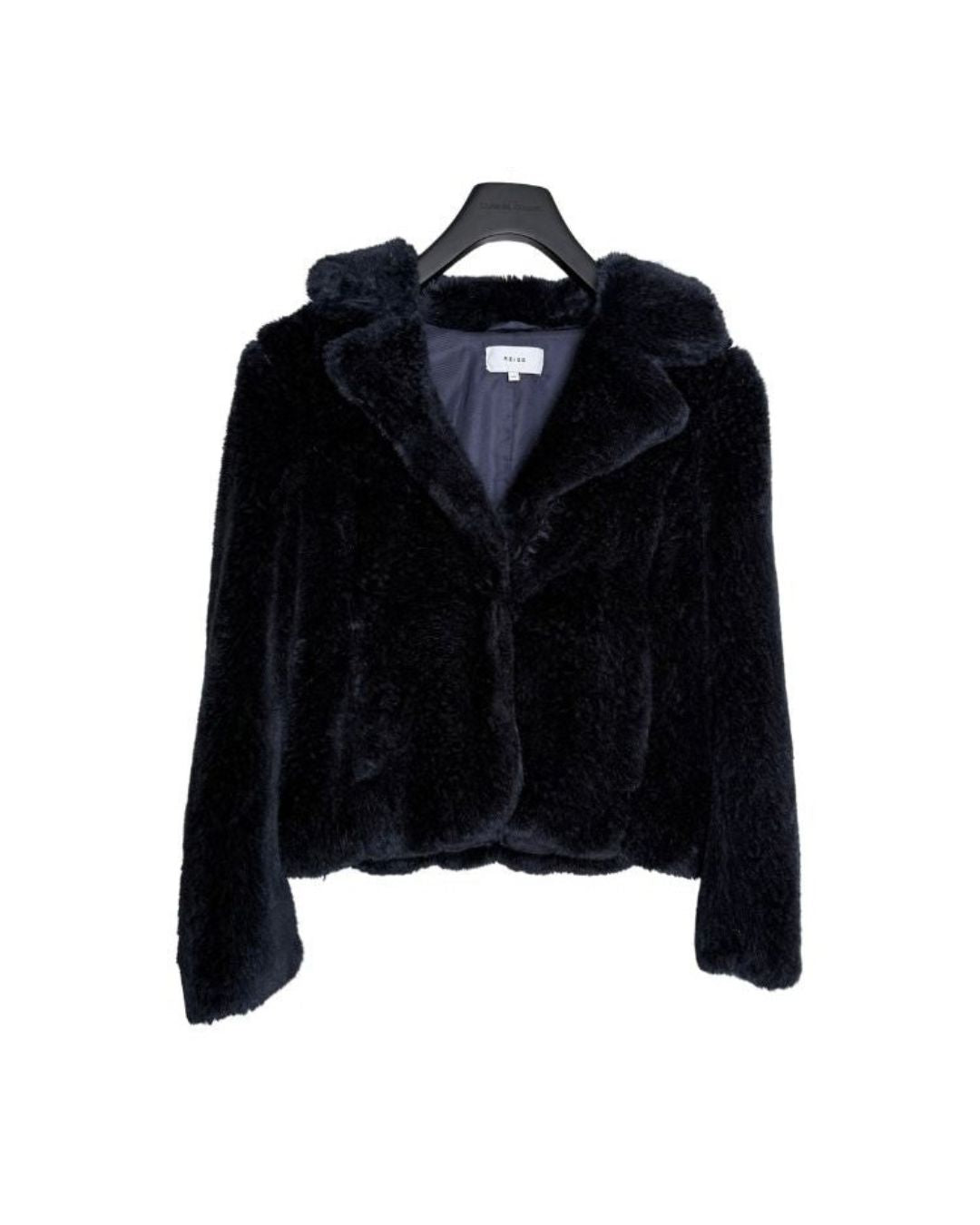 REISS Luxe Faux Fur Black Jacket