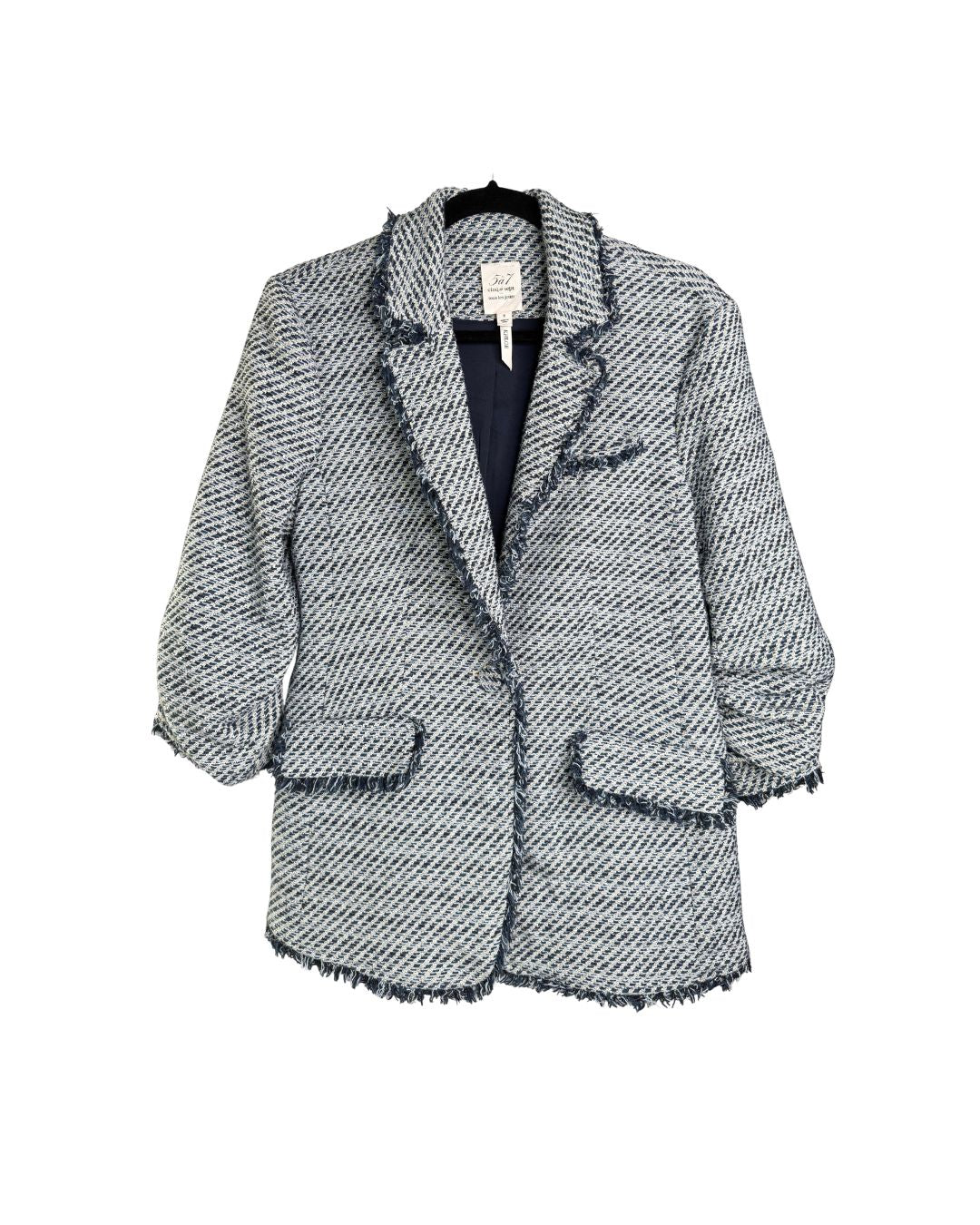 Cinq à Sept Noemie Khloe Bouclé Blazer in Navy Multi Size 6
