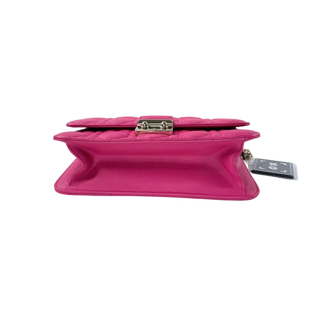 Christian Dior Miss Dior Cannage Pink Lambskin Wallet on Chain