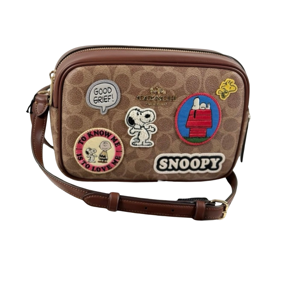 Coach X Peanuts Jamie Camera Bag In Signature Canvas With Patches CBM28 NWT