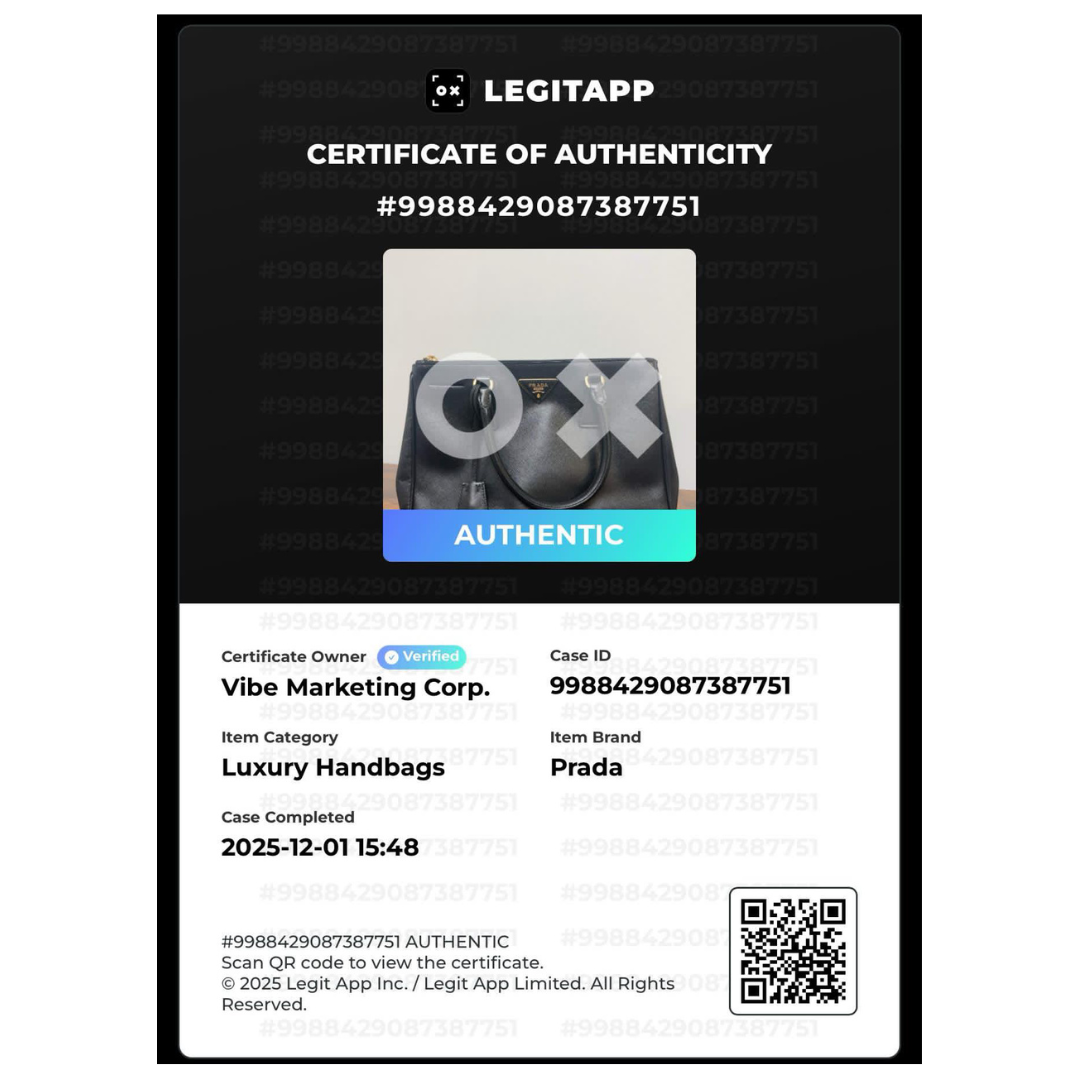 Prada Black Saffiano Leather Small Double Zip Galleria Tote w/ Strap