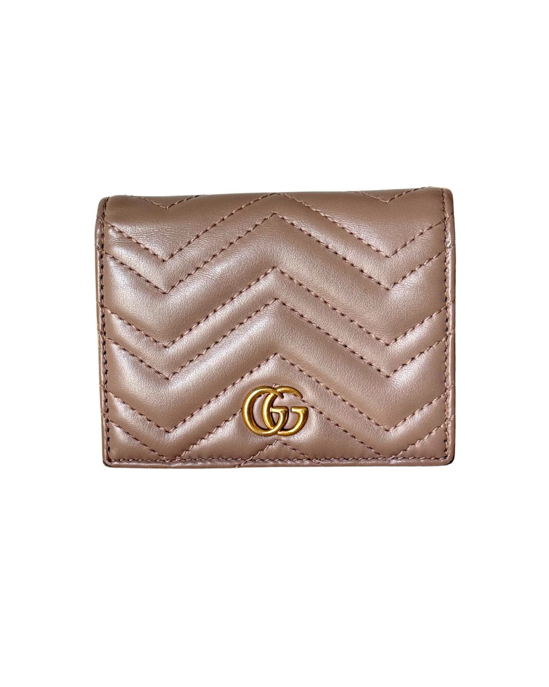 Gucci GG Marmont Dusty Pink Matelassé Leather Compact Wallet