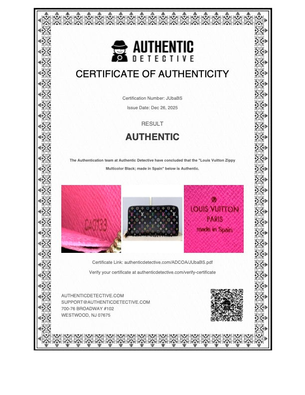 Louis Vuitton Monogram Black Multicolore Zippy Wallet