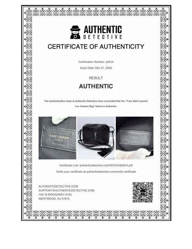 Yves Saint Laurent Black Chevron Quilted Leather Lou Camera Bag