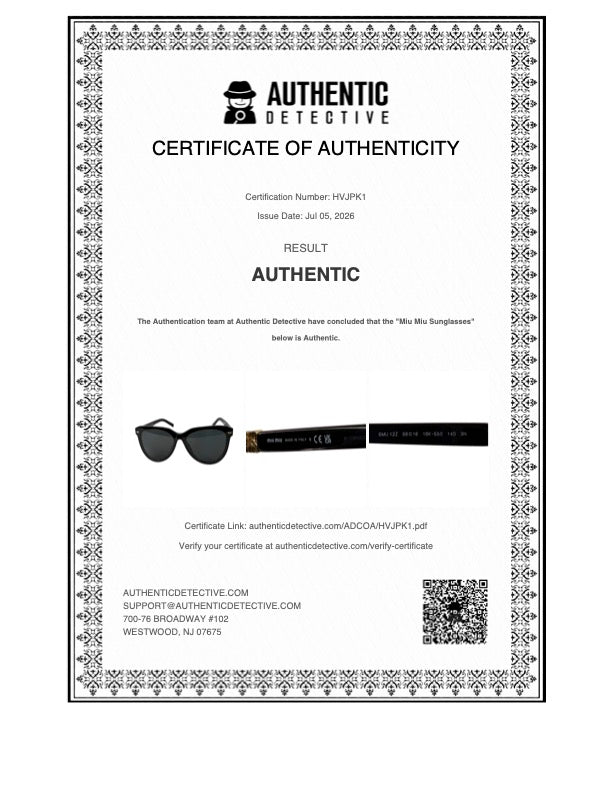 Miu Miu MU12ZS Black Grey Phantos Sunglasses