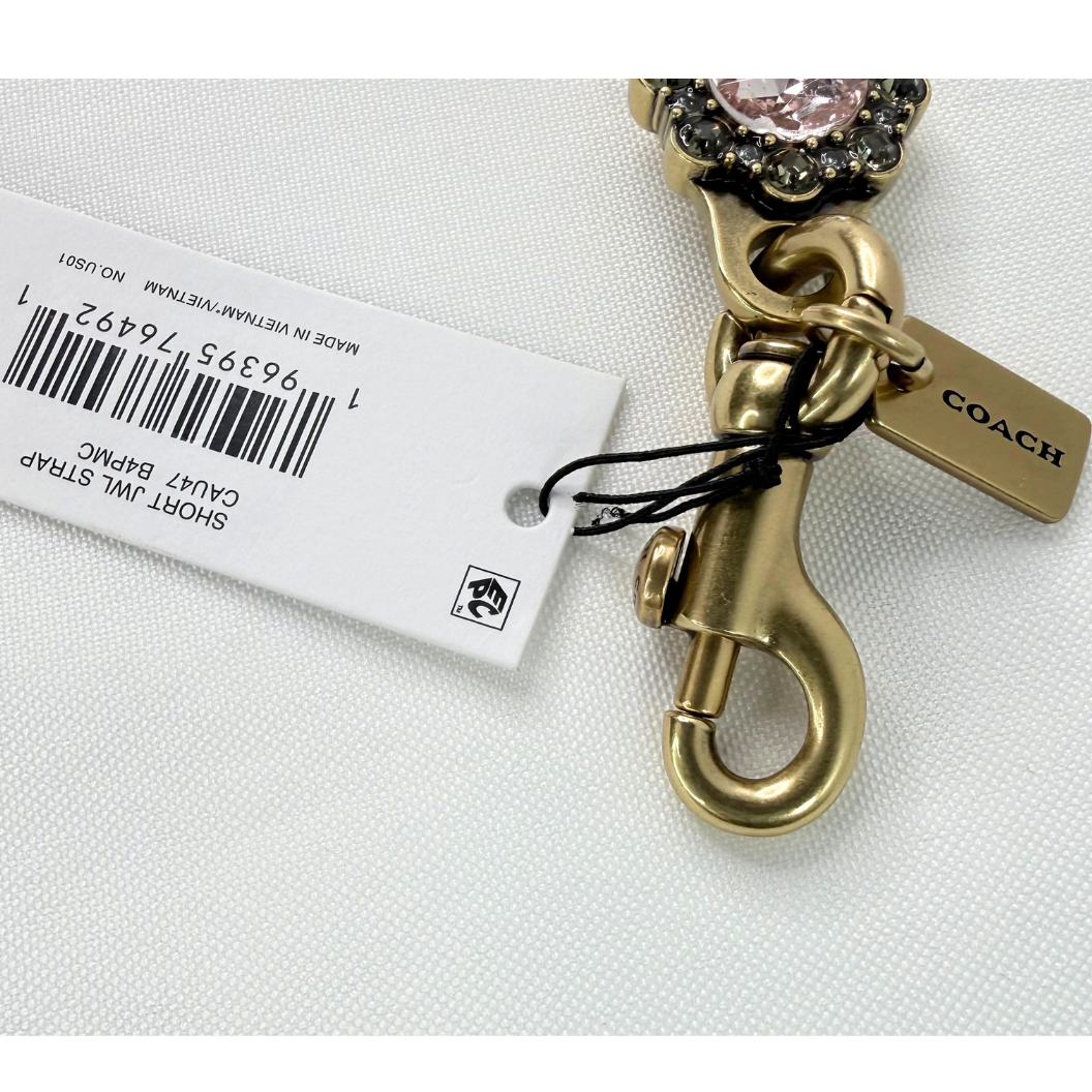 Coach Short Jewelry Chain Strap In Brass/Pink Multi CAU47 NWT