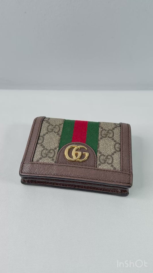 Gucci Ophidia GG Supreme Canvas Web Stripe Card Case Wallet