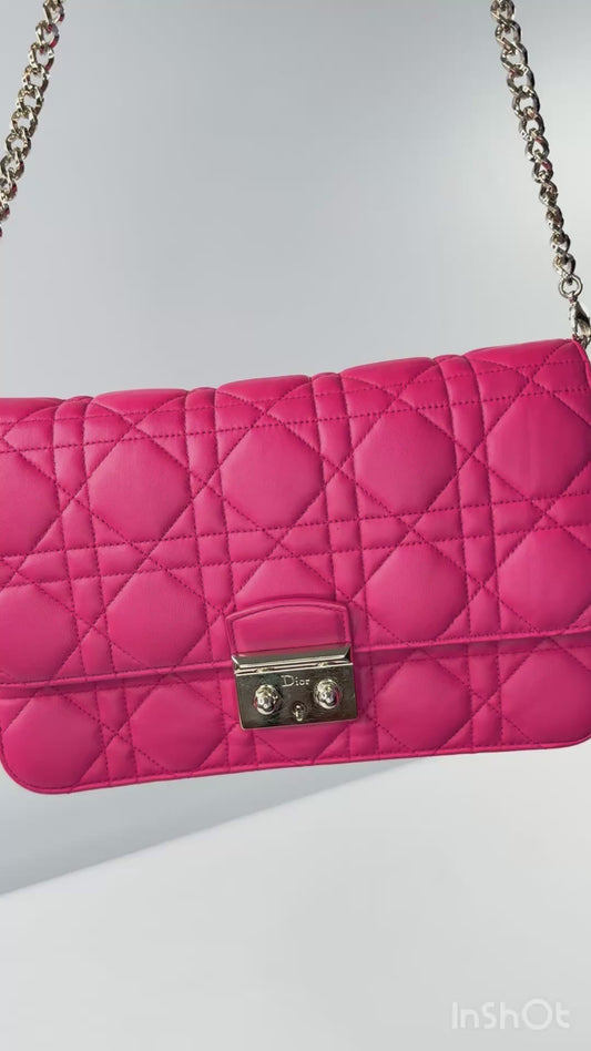 Christian Dior Miss Dior Cannage Pink Lambskin Wallet on Chain