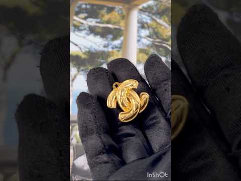 Chanel Matelassé Coco Mark Gold Metal Earrings