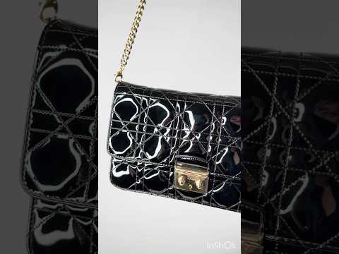 Christian Dior Miss Dior Promenade Patent Leather Black Wallet on Chain Bag