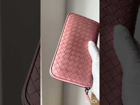 Bottega Veneta Intrecciato Pink Leather Zip Around Wallet