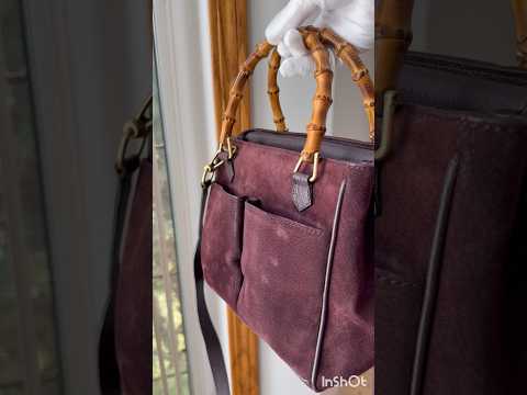 Gucci Bamboo Top Handle Burgundy Suede Leather Bag