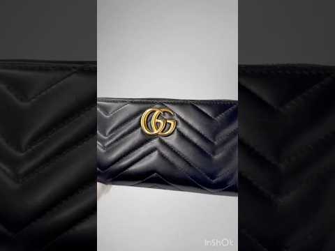 Gucci GG Marmont Black Matelassé Leather Zip Around Wallet