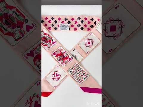 Hermès Jeux de Cartes Pink Silk Twilly Scarf