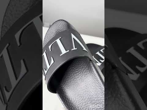 Valentino Garavani VLTN Logo Black Rubber Slide Sandals