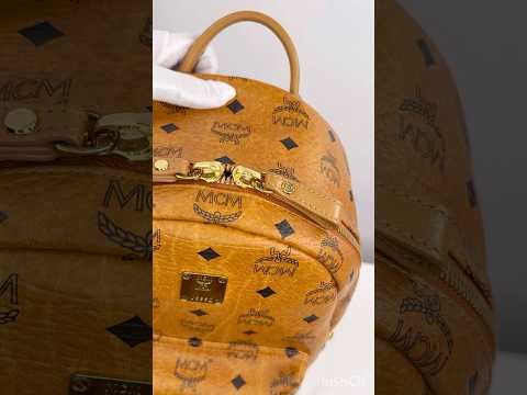MCM Small Stark Side Studs Backpack in Visetos Cognac