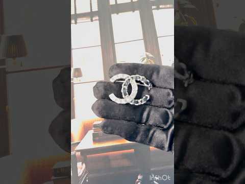 Chanel CC Crystal & Leather Chain Silver Tone Brooch